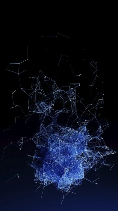 Gerahmter Druck : Geometrische Formen in dunkelblauer Atmosphäre