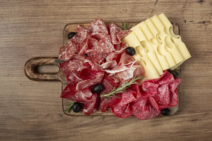 Gerahmter Druck : Gemischte Fleisch, Vorspeise, Prosciutto Gerahmter Druck : Gemischte Fleisch, Vorspeise, Prosciutto