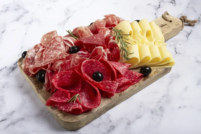 Gerahmter Druck : Gemischte Fleisch, Vorspeise, Prosciutto Gerahmter Druck : Gemischte Fleisch, Vorspeise, Prosciutto