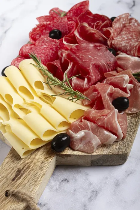 Gerahmter Druck : Gemischtes Fleisch, Vorspeise, Prosciutto Gerahmter Druck : Gemischtes Fleisch, Vorspeise, Prosciutto