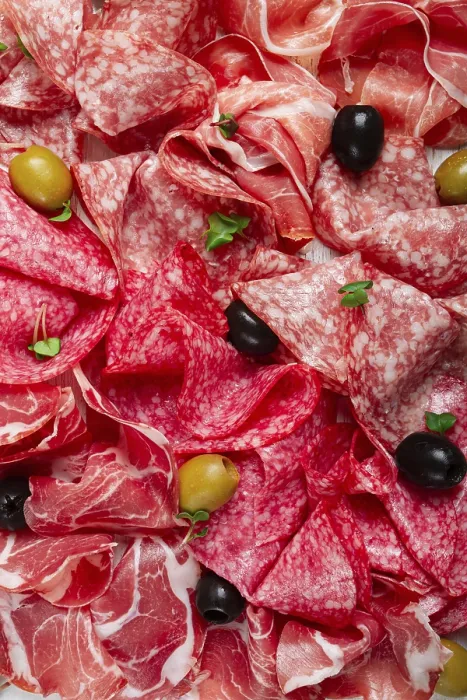 Gerahmter Druck : Gemischter, Fleischhäppchen, Prosciutto Gerahmter Druck : Gemischter, Fleischhäppchen, Prosciutto
