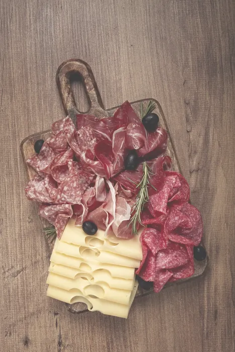 Gerahmter Druck : Gemischtes Fleisch, Vorspeise, Prosciutto Gerahmter Druck : Gemischtes Fleisch, Vorspeise, Prosciutto
