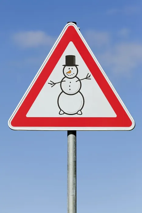 Gerahmter Druck : Achtung! Schneemann. Gerahmter Druck : Achtung! Schneemann.