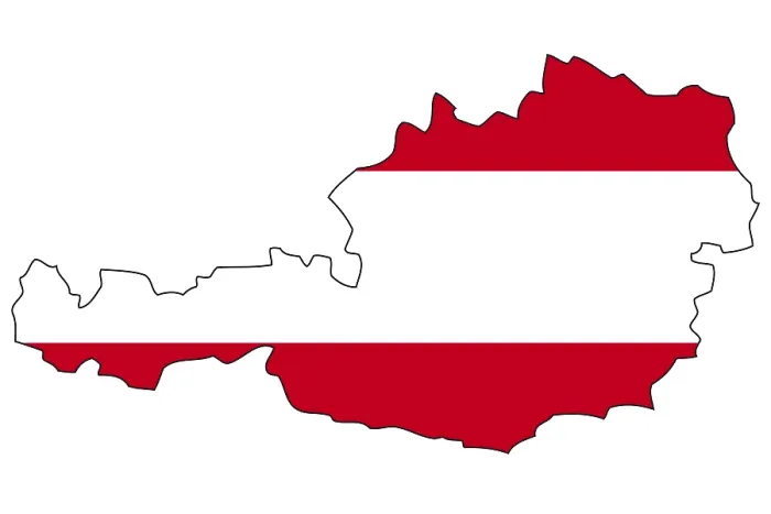 Gerahmter Druck : Österreich, Flagge, Kontur. Gerahmter Druck : Österreich, Flagge, Kontur.