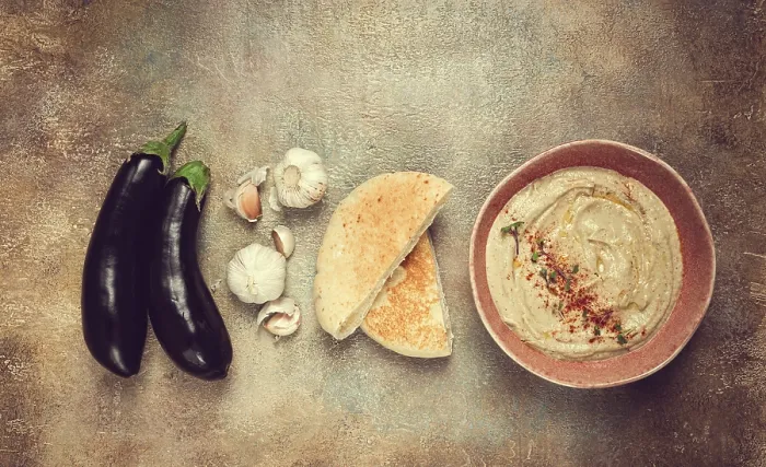 Gerahmter Druck : Babaganoush, Auberginen-Vorspeise