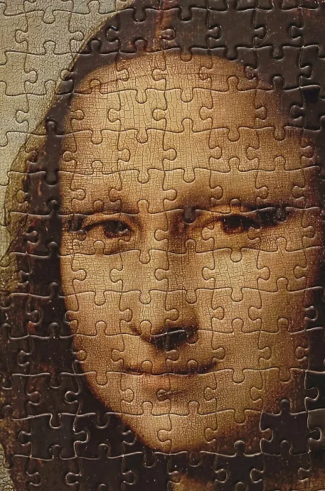 Gerahmter Druck : Hintergrund eines Mona-Lisa-Puzzles Gerahmter Druck : Hintergrund eines Mona-Lisa-Puzzles