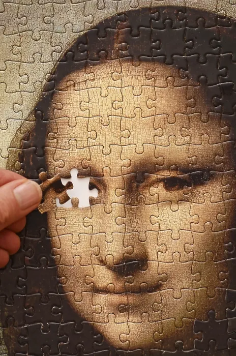 Gerahmter Druck : Hintergrund eines Mona-Lisa-Puzzles Gerahmter Druck : Hintergrund eines Mona-Lisa-Puzzles