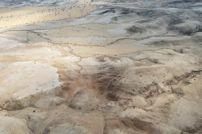 Gerahmter Druck : Badlands nach Jahren der Dürre. Gerahmter Druck : Badlands nach Jahren der Dürre.
