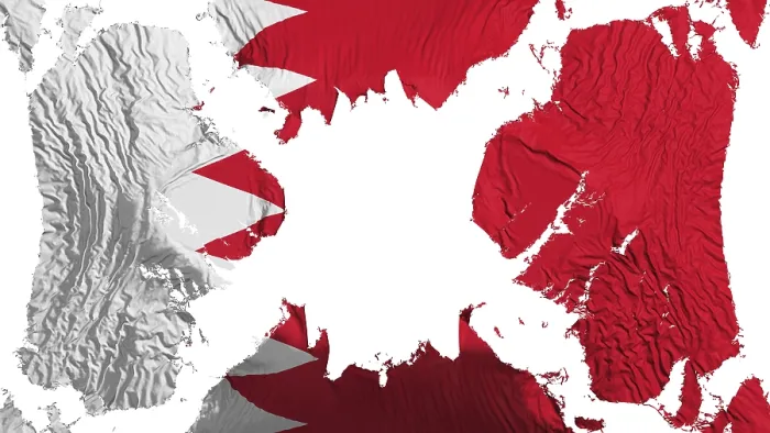 Gerahmter Druck : Der bahrainische Flagge flattert im Wind. Gerahmter Druck : Der bahrainische Flagge flattert im Wind.