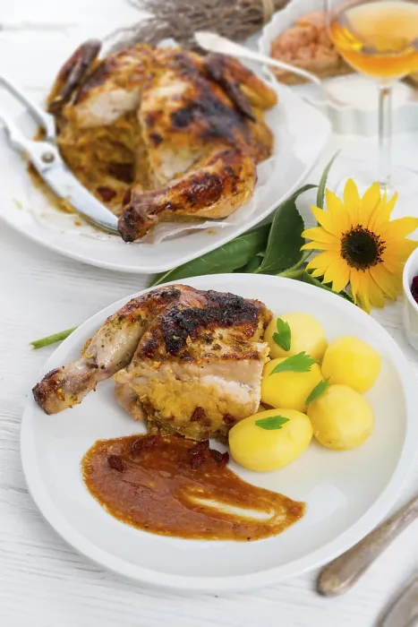Gerahmter Druck : Gekochtes Hähnchen. Gerahmter Druck : Gekochtes Hähnchen.
