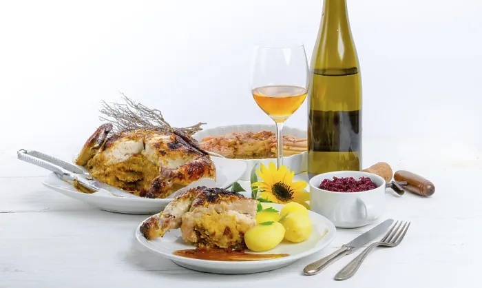 Gerahmter Druck : Gebratenes Hühnchen. Gerahmter Druck : Gebratenes Hühnchen.