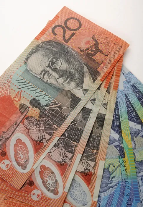 Gerahmter Druck : Scheine, australische Dollar. Gerahmter Druck : Scheine, australische Dollar.