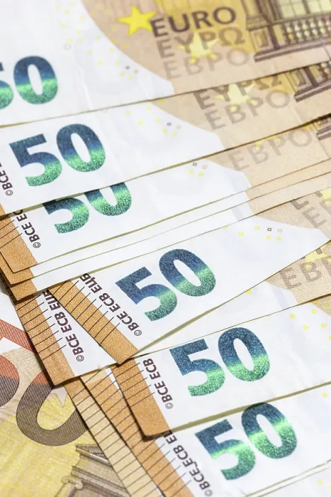 Gerahmter Druck : 50-Euro-Scheine Gerahmter Druck : 50-Euro-Scheine