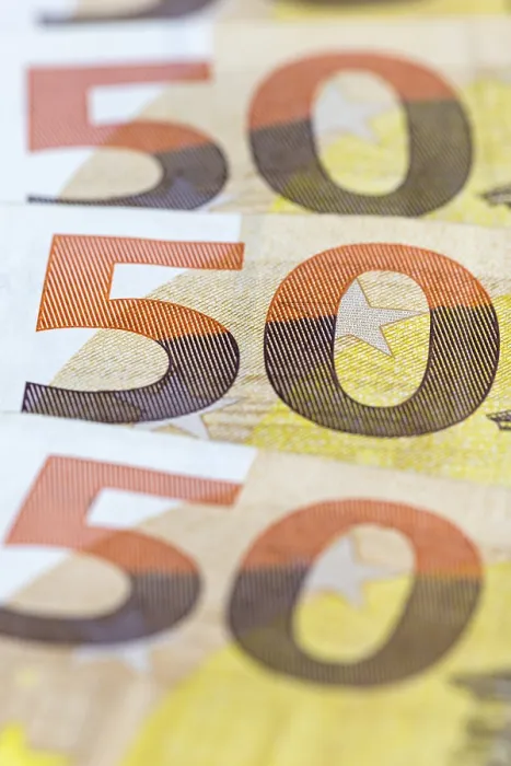 Gerahmter Druck : 50-Euro-Scheine Gerahmter Druck : 50-Euro-Scheine