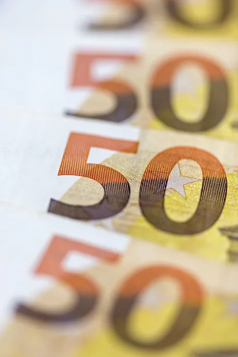 Gerahmter Druck : 50-Euro-Scheine Gerahmter Druck : 50-Euro-Scheine