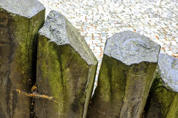 Gerahmter Druck : Basalt-Säulen steigen aus der Erde auf. Gerahmter Druck : Basalt-Säulen steigen aus der Erde auf.