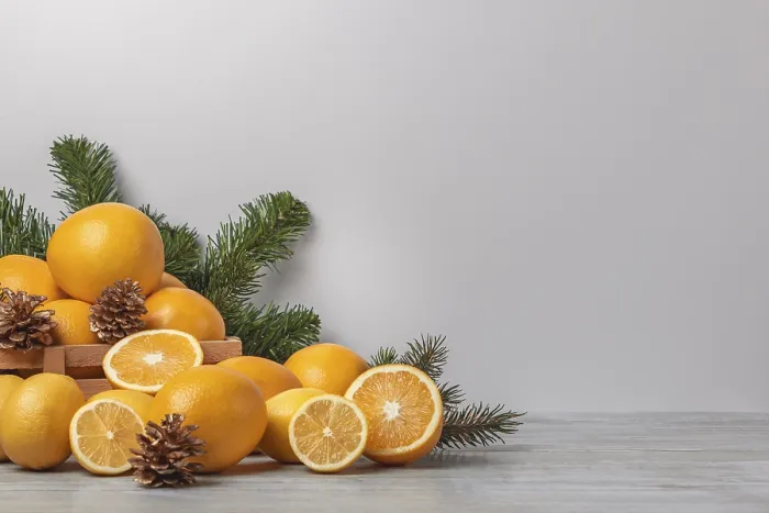 Gerahmter Druck : Korb mit Orangen und Zitronen. Gerahmter Druck : Korb mit Orangen und Zitronen.