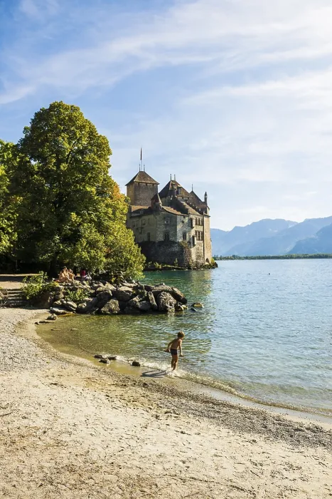 Gerahmter Druck : Badeplatz, Château de Chillon. Gerahmter Druck : Badeplatz, Château de Chillon.
