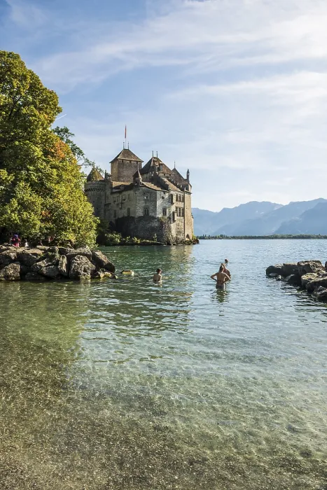 Gerahmter Druck : Badeplatz, Château de Chillon Gerahmter Druck : Badeplatz, Château de Chillon