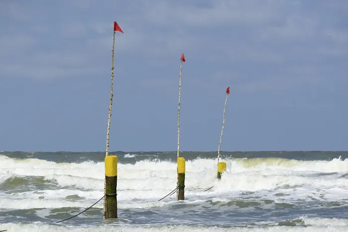Gerahmter Druck : Strandbegrenzungsposten, Norderney