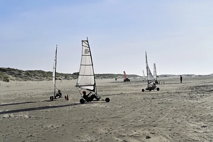 Gerahmter Druck : Badesegler auf einer sandigen Strand, De Cocksdorp. Gerahmter Druck : Badesegler auf einer sandigen Strand, De Cocksdorp.