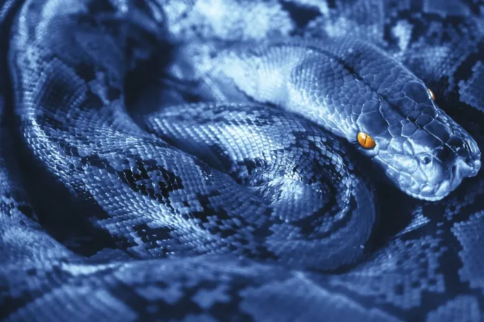 Gerahmter Druck : Schönes Python in hellblauer Farbe. Gerahmter Druck : Schönes Python in hellblauer Farbe.