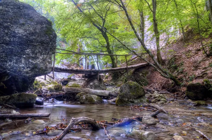 Gerahmter Druck : Das schöne Wasserfall im Wald. Gerahmter Druck : Das schöne Wasserfall im Wald.