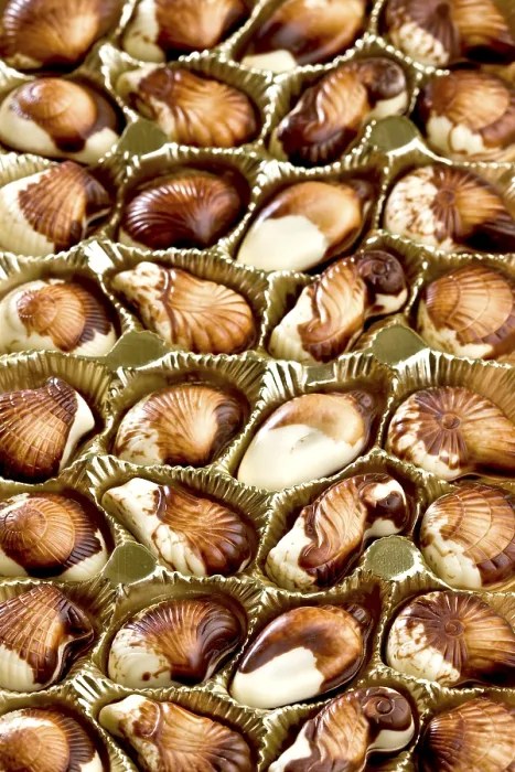Gerahmter Druck : Belgische Schokoladenmuscheln