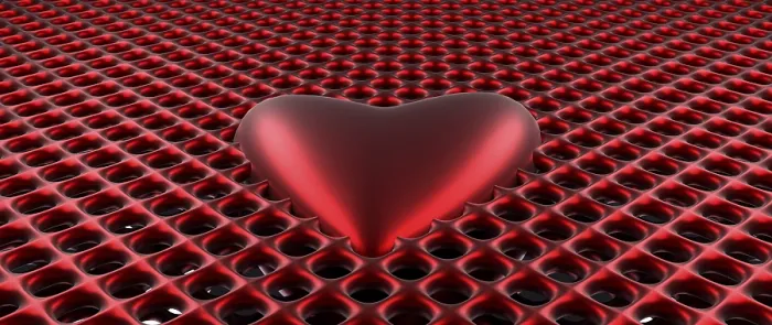 Gerahmter Druck : Großes rotes Herz in Form eines Gitters, 3D-Renderng. Gerahmter Druck : Großes rotes Herz in Form eines Gitters, 3D-Renderng.