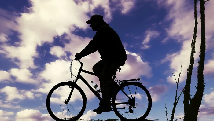 Gerahmter Druck : Motorradfahrer am Sonnenuntergang Gerahmter Druck : Motorradfahrer am Sonnenuntergang