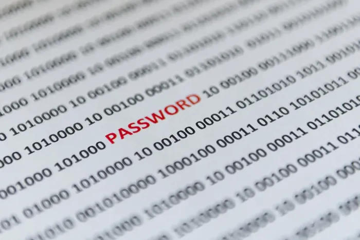 Gerahmter Druck : Binärcode mit dem Wort Passwort Gerahmter Druck : Binärcode mit dem Wort Passwort