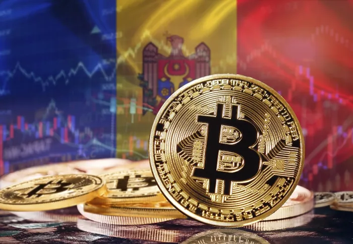 Gerahmter Druck : Bitcoin vor dem moldauischen Flagge. Investoren in Kryptowährungen und Blockchain-Technologie in Moldawien, Konzept Gerahmter Druck : Bitcoin vor dem moldauischen Flagge. Investoren in Kryptowährungen und Blockchain-Technologie in Moldawien, Konzept