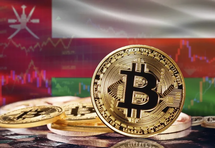 Gerahmter Druck : Bitcoin mit dem omanischen Flagge im Hintergrund. Gerahmter Druck : Bitcoin mit dem omanischen Flagge im Hintergrund.