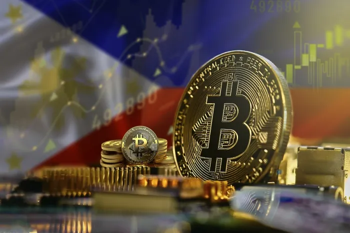 Gerahmter Druck : Bitcoin mit dem philippinischen Flagge im Hintergrund. Gerahmter Druck : Bitcoin mit dem philippinischen Flagge im Hintergrund.