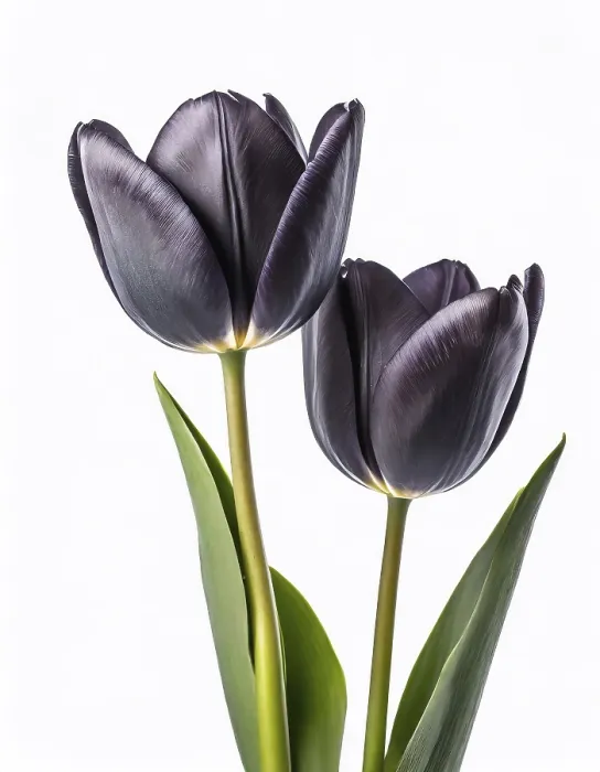 Gerahmter Druck : Schwarze Tulpen auf einem weißen Hintergrund.