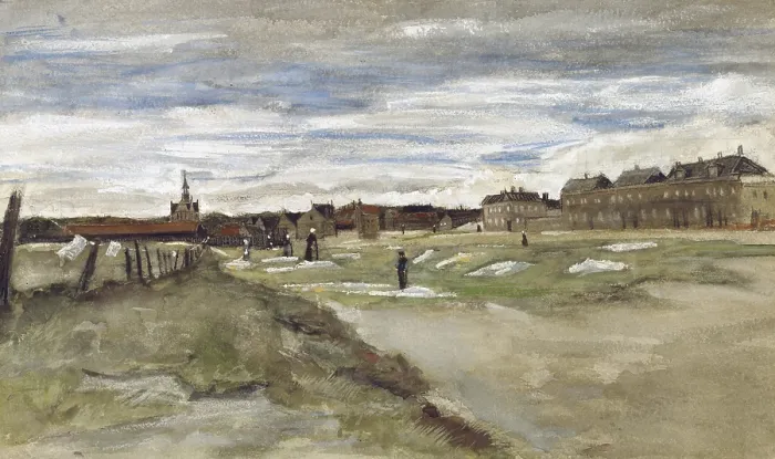 Gerahmter Druck : Wäscherei in Scheveningen (1882)