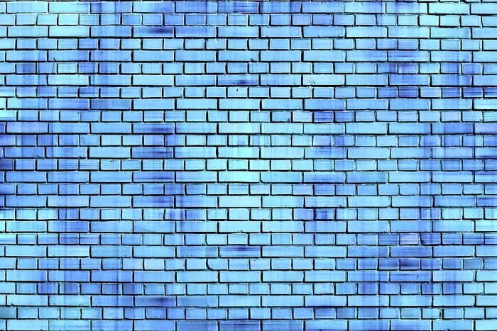 Gerahmter Druck : Blaue Ziegelsteinwand-Hintergrund.