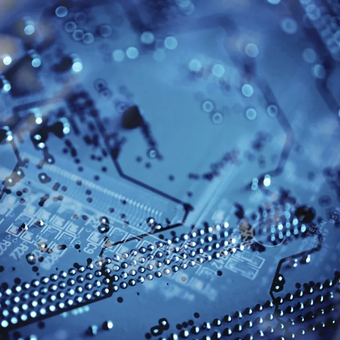 Gerahmter Druck : Blauer Leiterplatinen, Mikrochip. Computerchip Gerahmter Druck : Blauer Leiterplatinen, Mikrochip. Computerchip