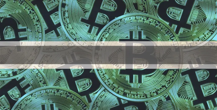 Gerahmter Druck : Botsuanischer Flaggenhintergrund mit Bitcoin Gerahmter Druck : Botsuanischer Flaggenhintergrund mit Bitcoin