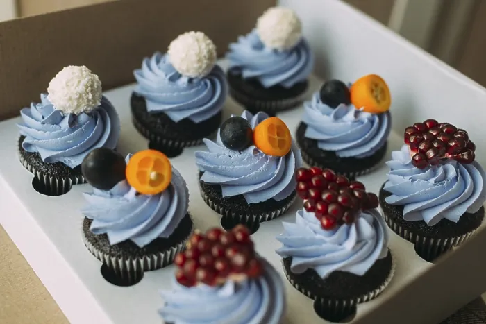 Gerahmter Druck : Kasten mit leckeren Muffins. Gerahmter Druck : Kasten mit leckeren Muffins.