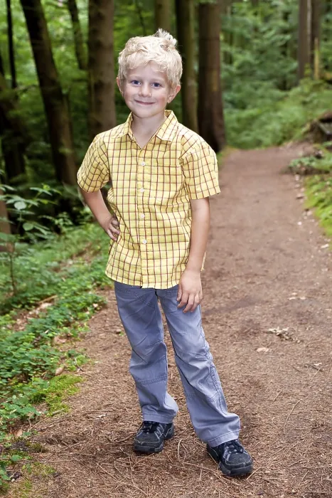 Gerahmter Druck : Junge, 5 Jahre alt, auf einem Waldweg. Gerahmter Druck : Junge, 5 Jahre alt, auf einem Waldweg.