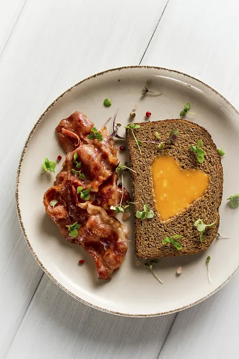 Gerahmter Druck : Frühstück, gebratener Ei mit Speck. Gerahmter Druck : Frühstück, gebratener Ei mit Speck.