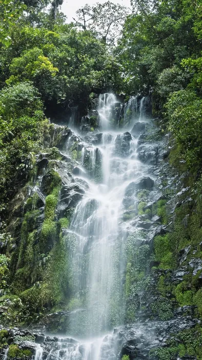 Gerahmter Druck : Ein atemberaubender Wasserfall mit lebhaften Farben. Gerahmter Druck : Ein atemberaubender Wasserfall mit lebhaften Farben.
