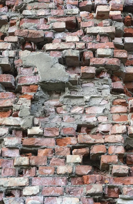 Gerahmter Druck : Hellrote Backsteine bilden eine flache Hintergrundwand. Gerahmter Druck : Hellrote Backsteine bilden eine flache Hintergrundwand.