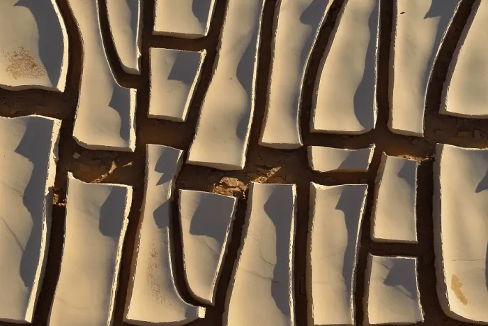 Gerahmter Druck : Gekerbte Oberfläche einer trockenen Lehmkuhle. Gerahmter Druck : Gekerbte Oberfläche einer trockenen Lehmkuhle.