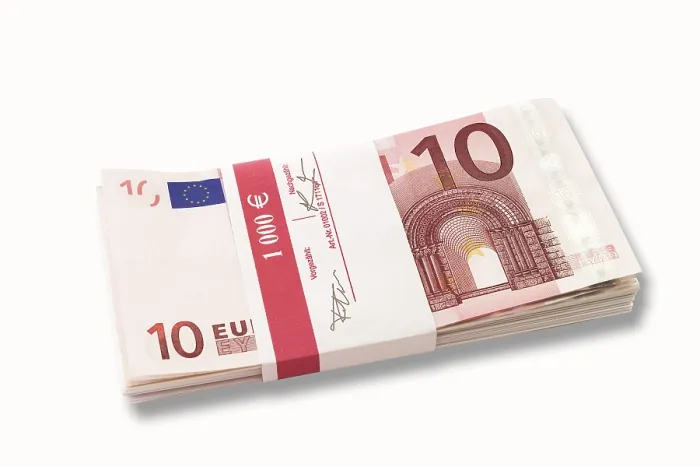 Gerahmter Druck : Bündel von 10-Euro-Scheinen Gerahmter Druck : Bündel von 10-Euro-Scheinen