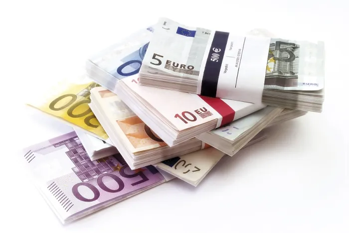 Gerahmter Druck : Bündel Euro-Scheine Gerahmter Druck : Bündel Euro-Scheine
