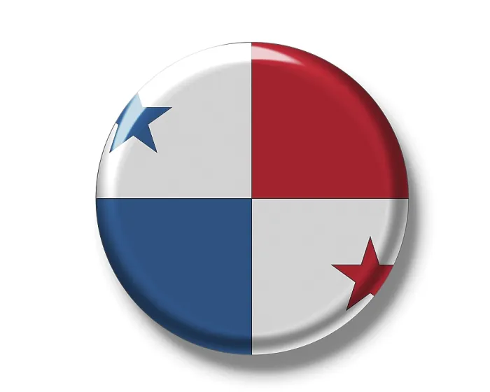 Gerahmter Druck : Abzeichenknopf, Flagge von Panama. Gerahmter Druck : Abzeichenknopf, Flagge von Panama.