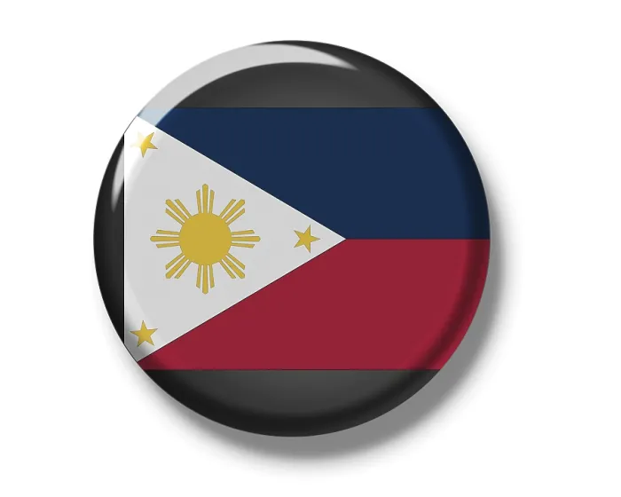 Gerahmter Druck : Buttonabzeichen, Flagge der Philippinen. Gerahmter Druck : Buttonabzeichen, Flagge der Philippinen.