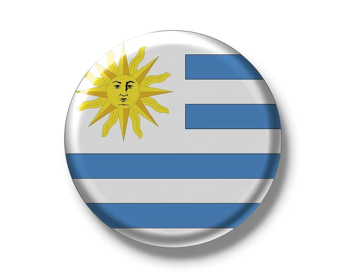 Gerahmter Druck : Buttonabzeichen, Flagge, Uruguay Gerahmter Druck : Buttonabzeichen, Flagge, Uruguay